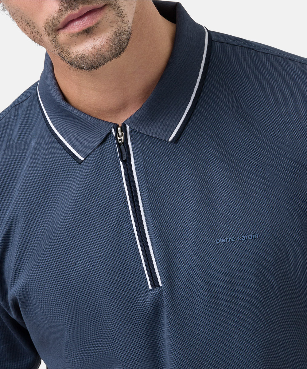 Pierre Cardin Poloshirt mit Reißverschluß M blau