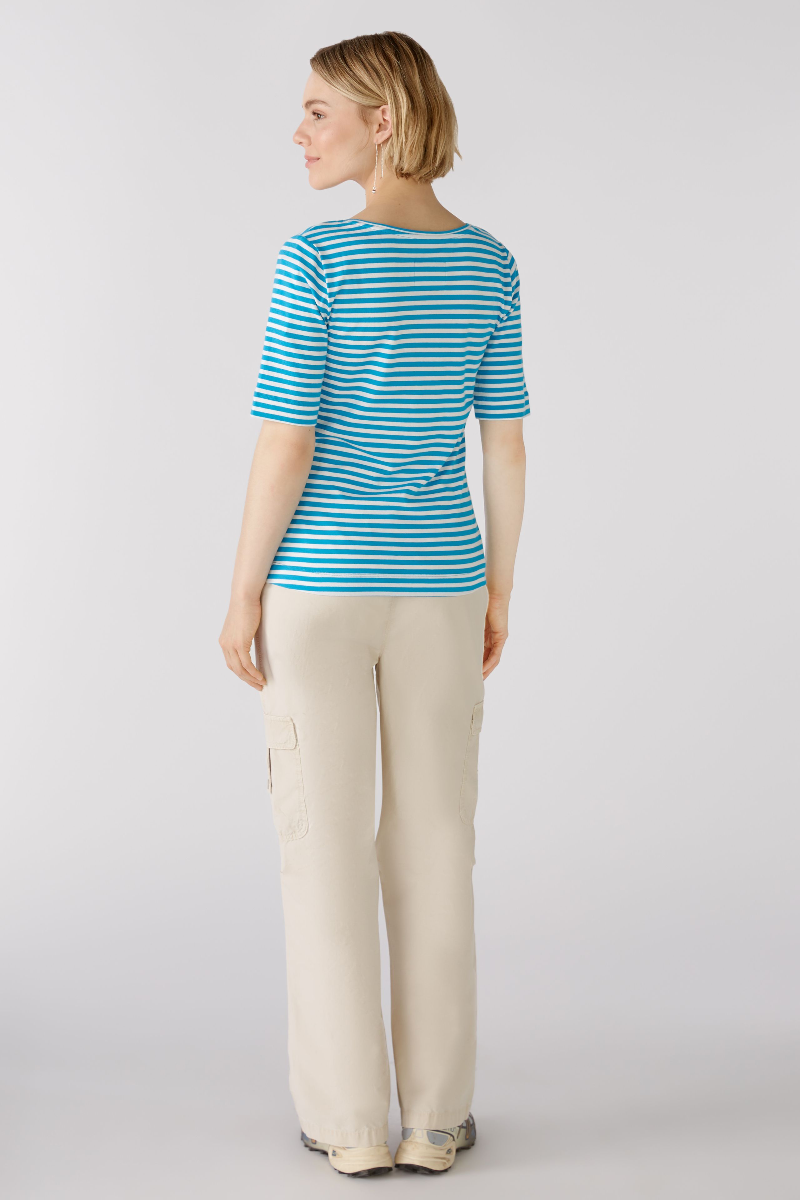Oui T-Shirt 1/2 Arm  fine Stripe 38 light blue